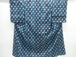 アンティーク　木綿備後絣　花模様単衣着物